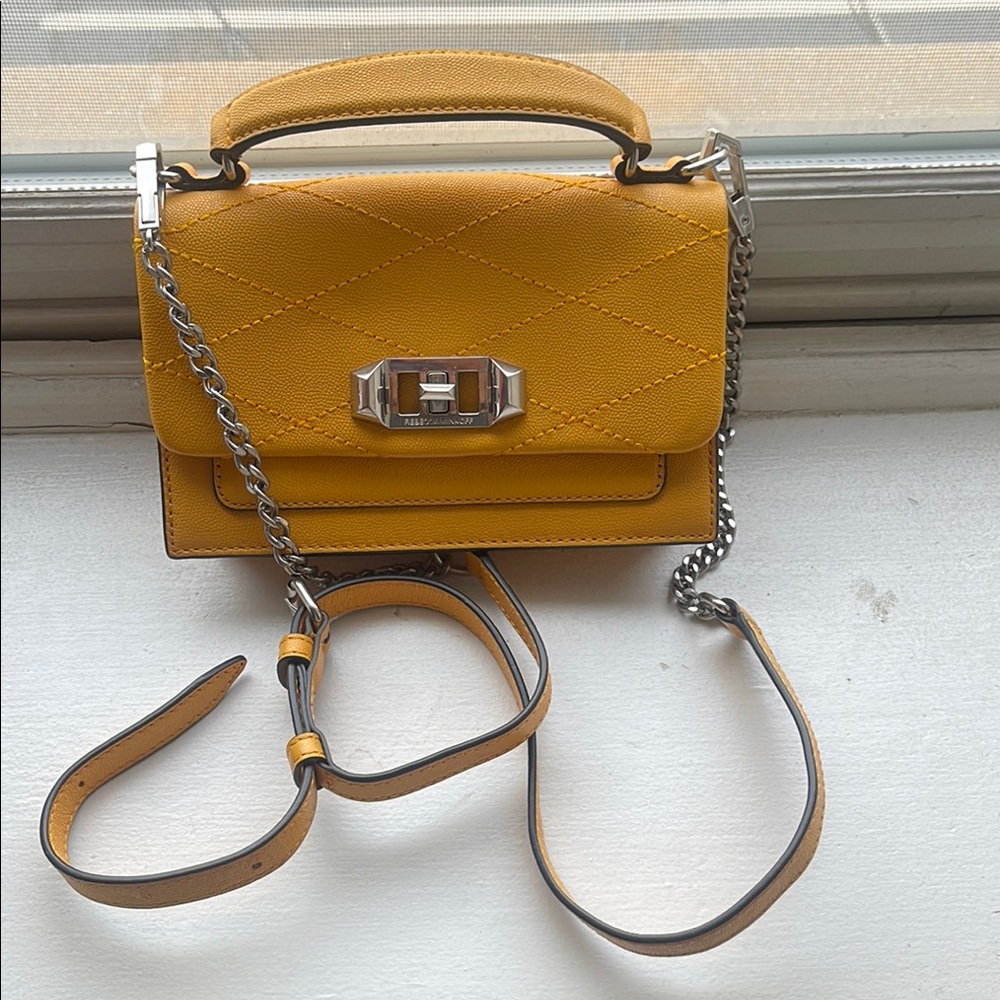 Rebecca Minkoff Yellow Crossbody Bag with Silver Chain